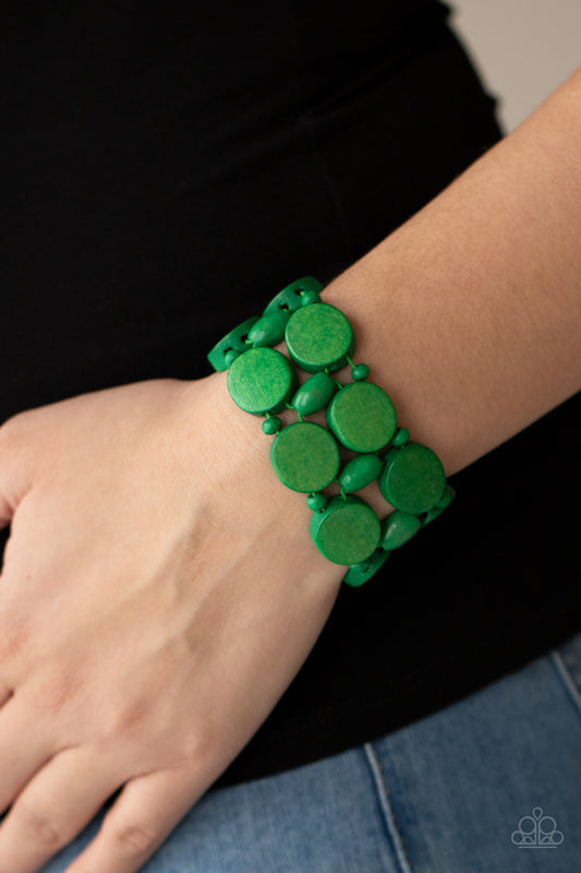 Beach Bravado Green Bracelet by Paparazzi Accessories