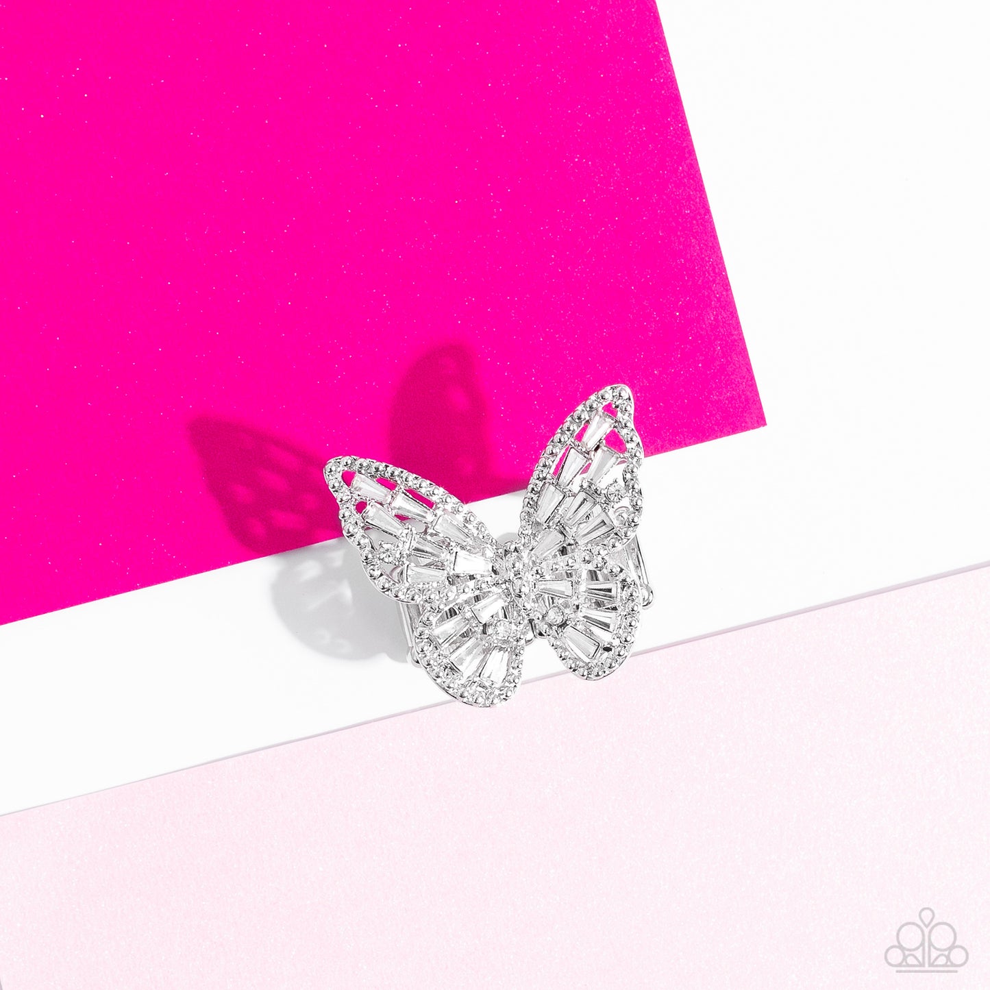 Bright-Eyed Butterfly White Ring by Paparazzi Accessories