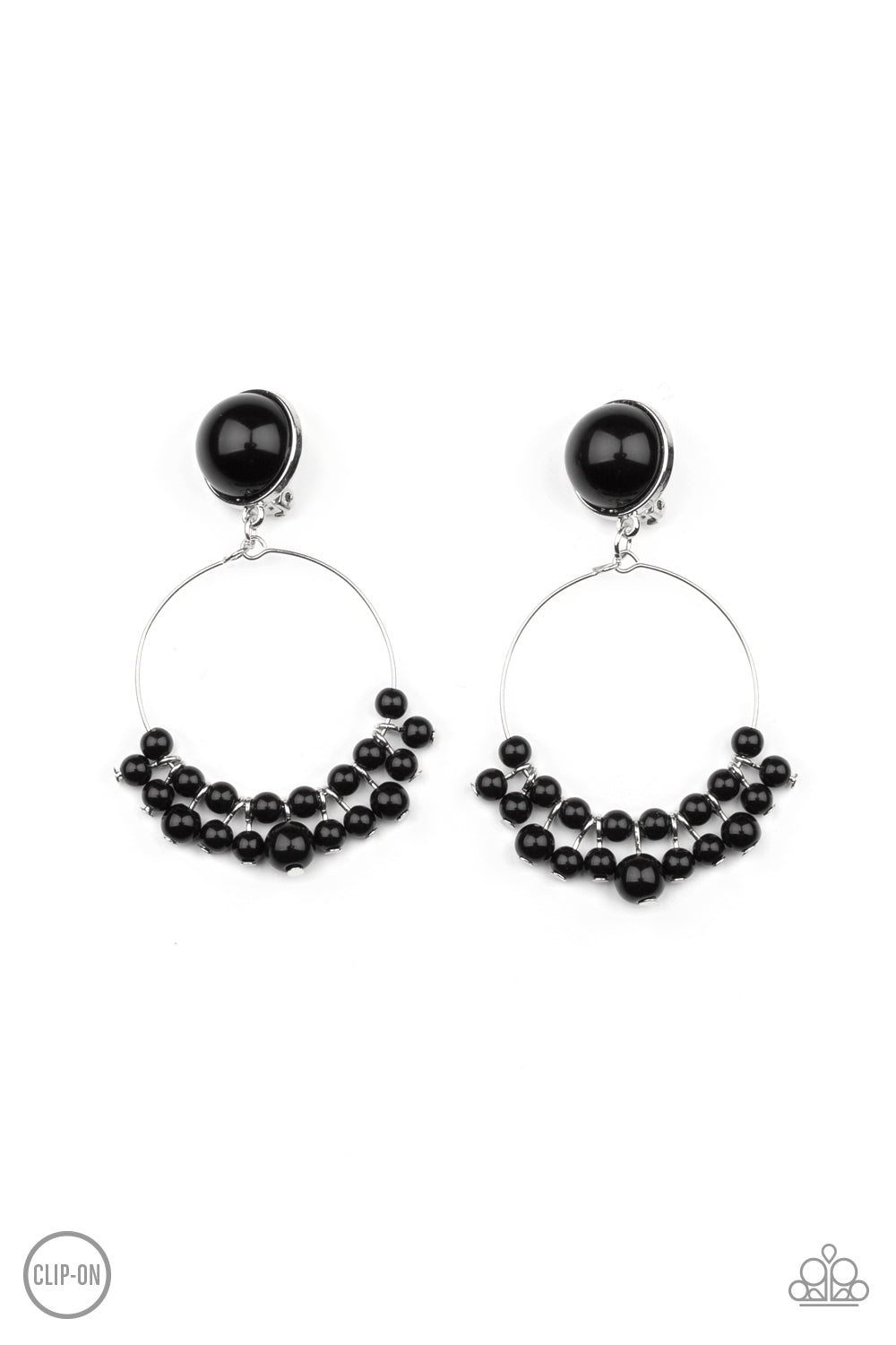 *Paparazzi Clip-On Earrings* "Cabaret Charm" Black Clip-On Earrings