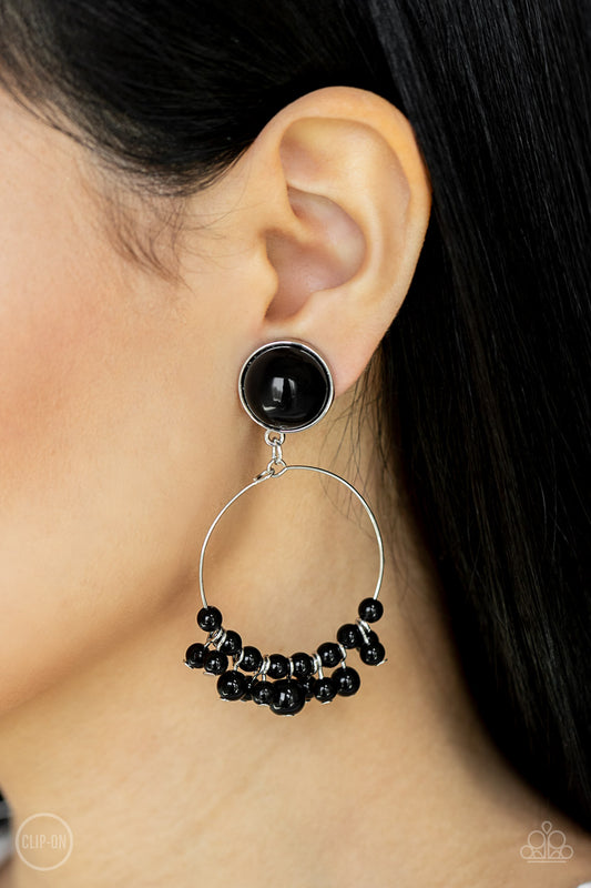 *Paparazzi Clip-On Earrings* "Cabaret Charm" Black Clip-On Earrings