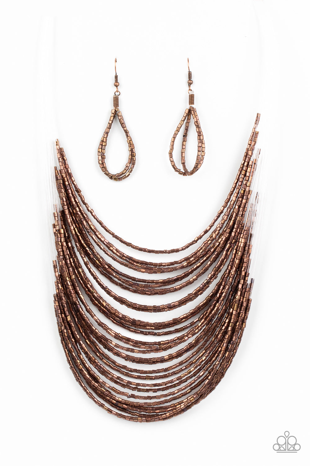 Catwalk Queen Metallic Copper Seed Bead Necklace by Paparazzi Accessories