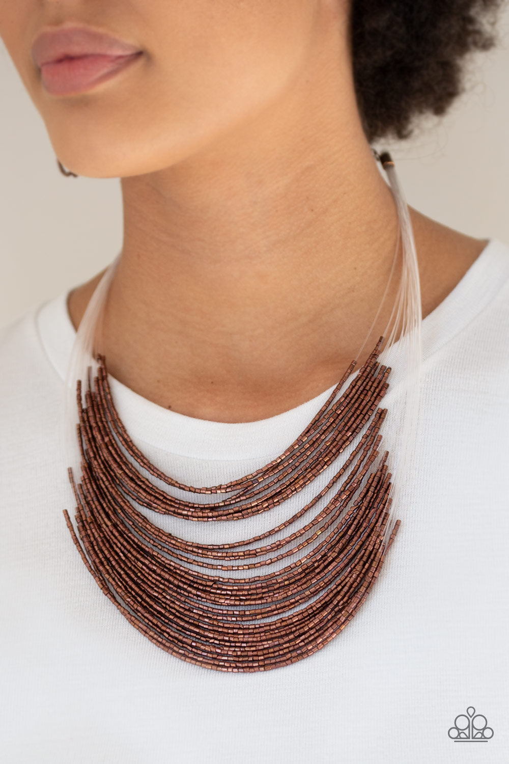 Catwalk Queen Metallic Copper Seed Bead Necklace by Paparazzi Accessories