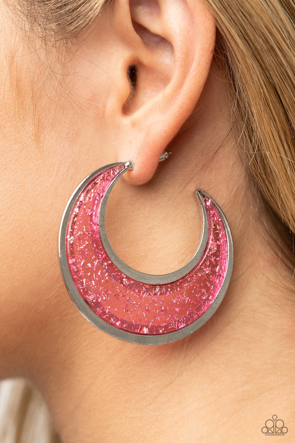 *Paparazzi Earrings* "Charismatically Curvy" Pink Hoop Earrings