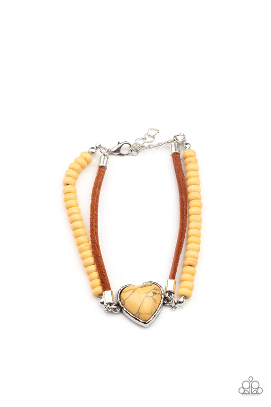 *Paparazzi Bracelet* "Charmingly Country" Yellow Bracelet