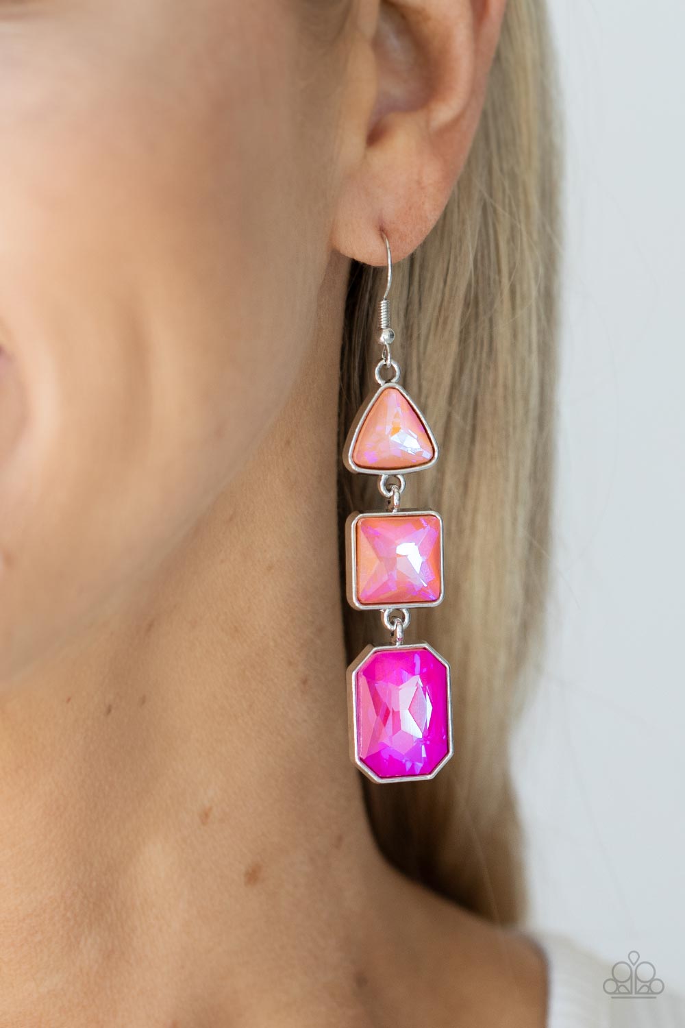 *Paparazzi Earrings* "Cosmic Culture" UV Shimmer Pink Earrings