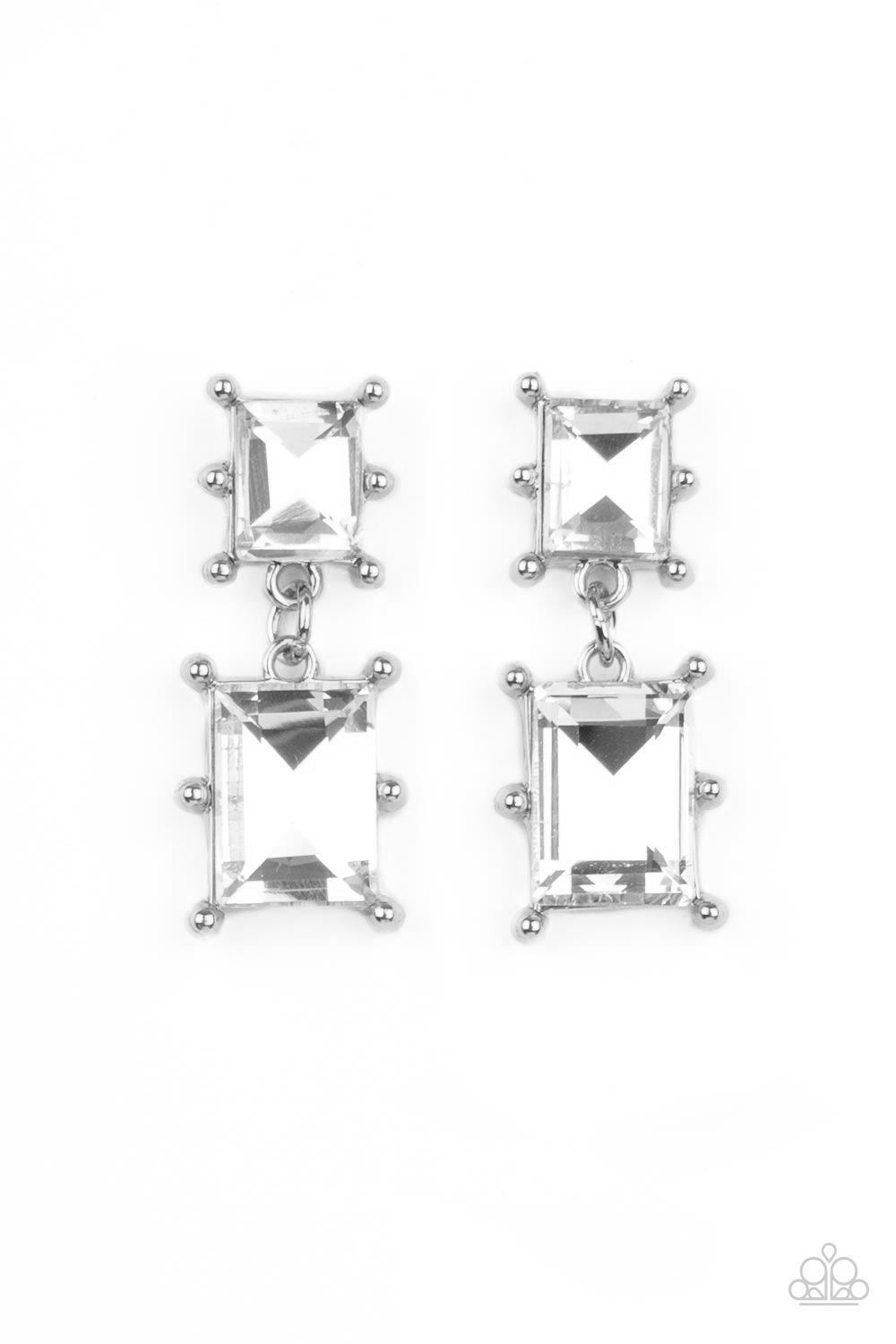 Cosmic Queen White Post Earrings by Paparazzi Accessories