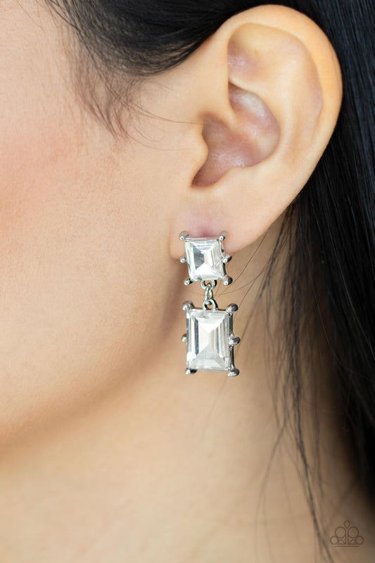 Cosmic Queen White Post Earrings by Paparazzi Accessories