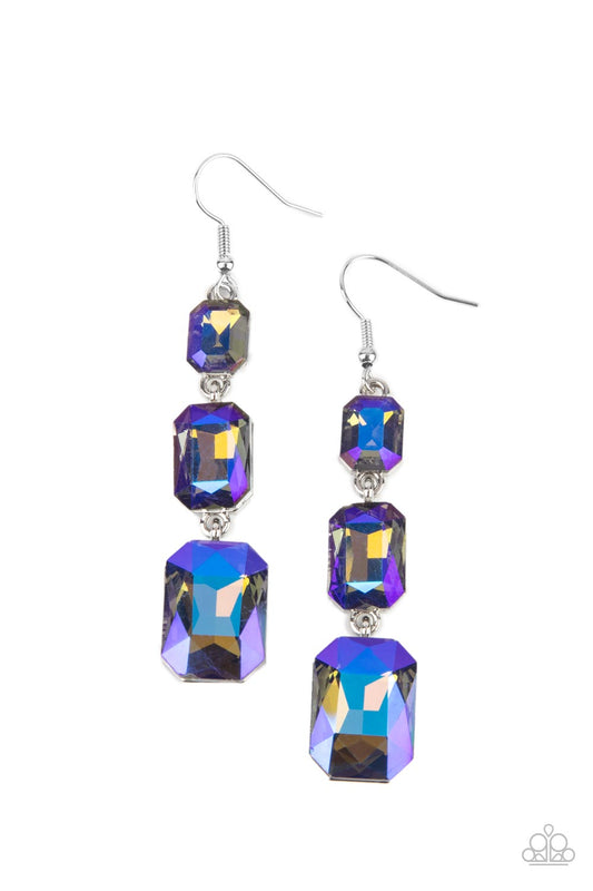 *Paparazzi Earrings* "Cosmic Red Carpet" Blue UV Shimmer Earrings