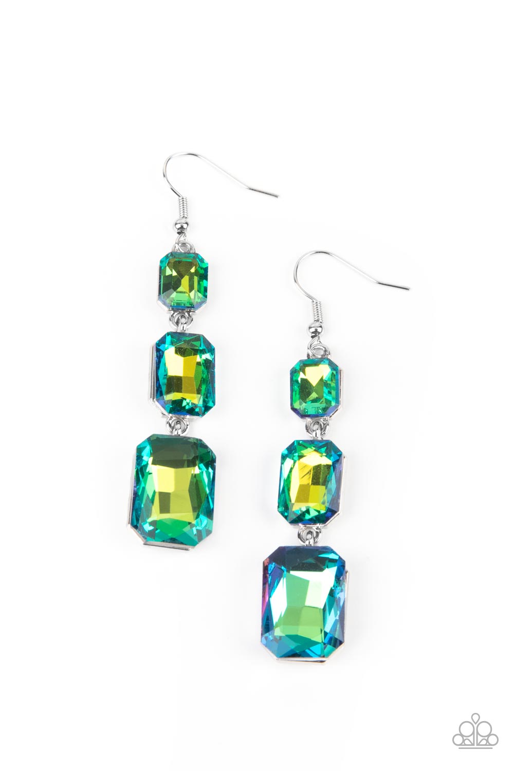 *Paparazzi Earrings* "Cosmic Red Carpet" Green UV Shimmer Earrings