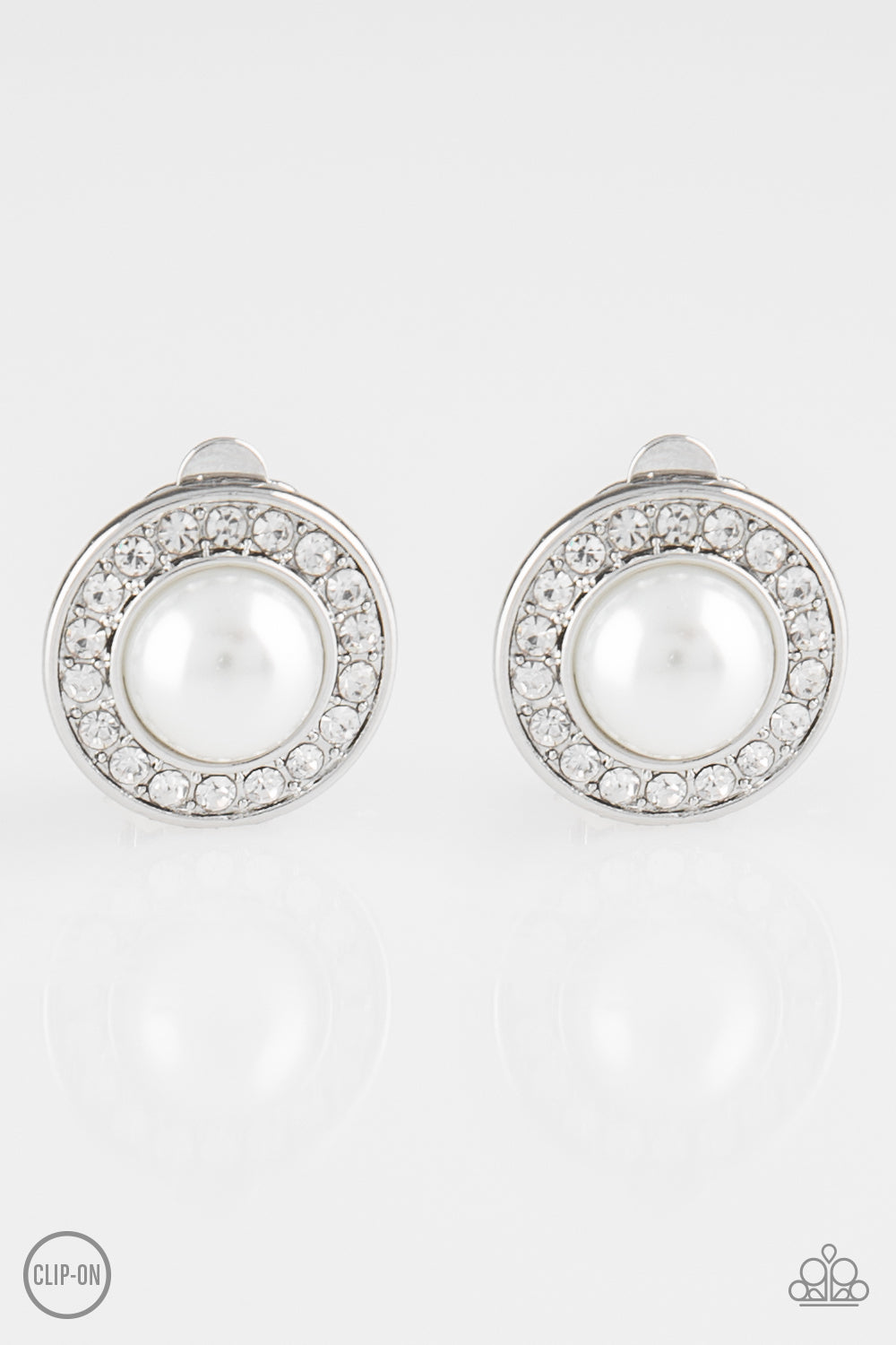 *Paparazzi Clip-On Earrings* "Definitely Dapper" White Clip-On Earrings