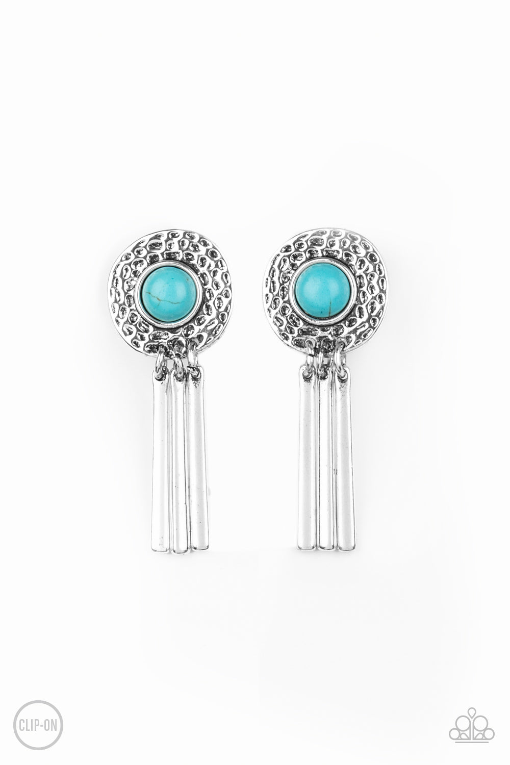 *Paparazzi Clip-On Earrings* "Desert Amulet" Blue Clip-On Earrings