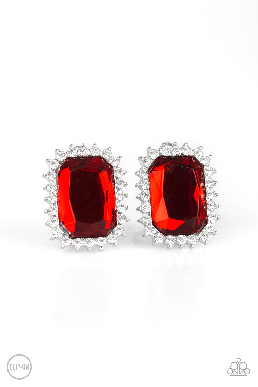 *Paparazzi Clip-On Earrings* "Downtown Dapper" Red Clip-On Earrings