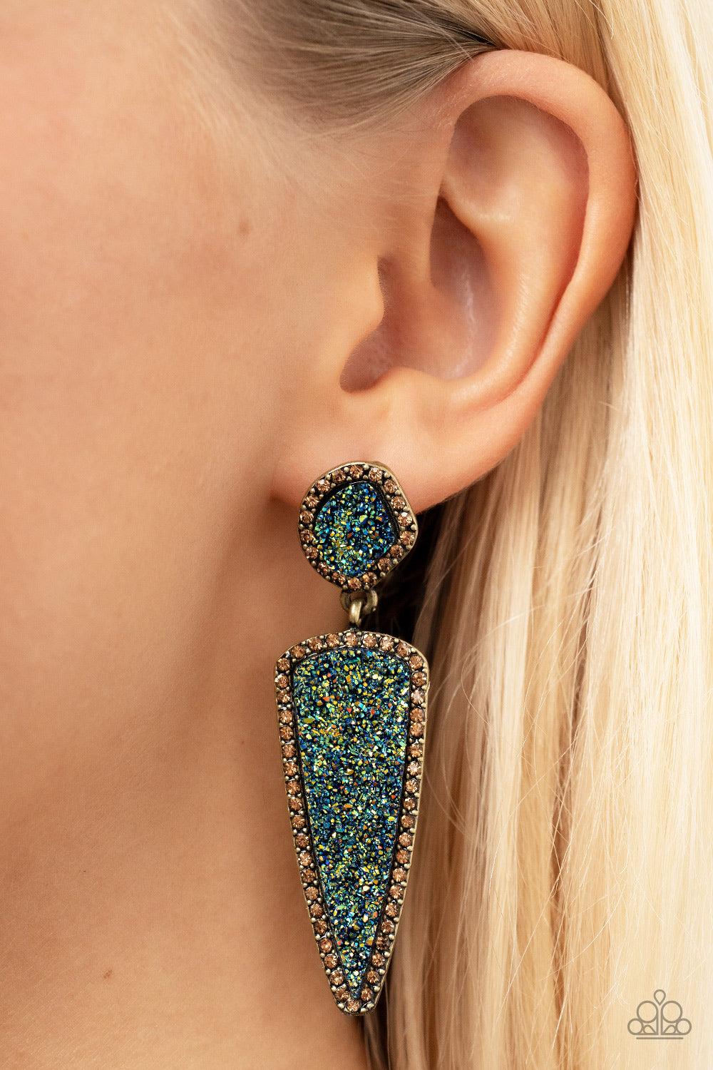 Druzy Desire Blue Post Earring by Paparazzi Accessories