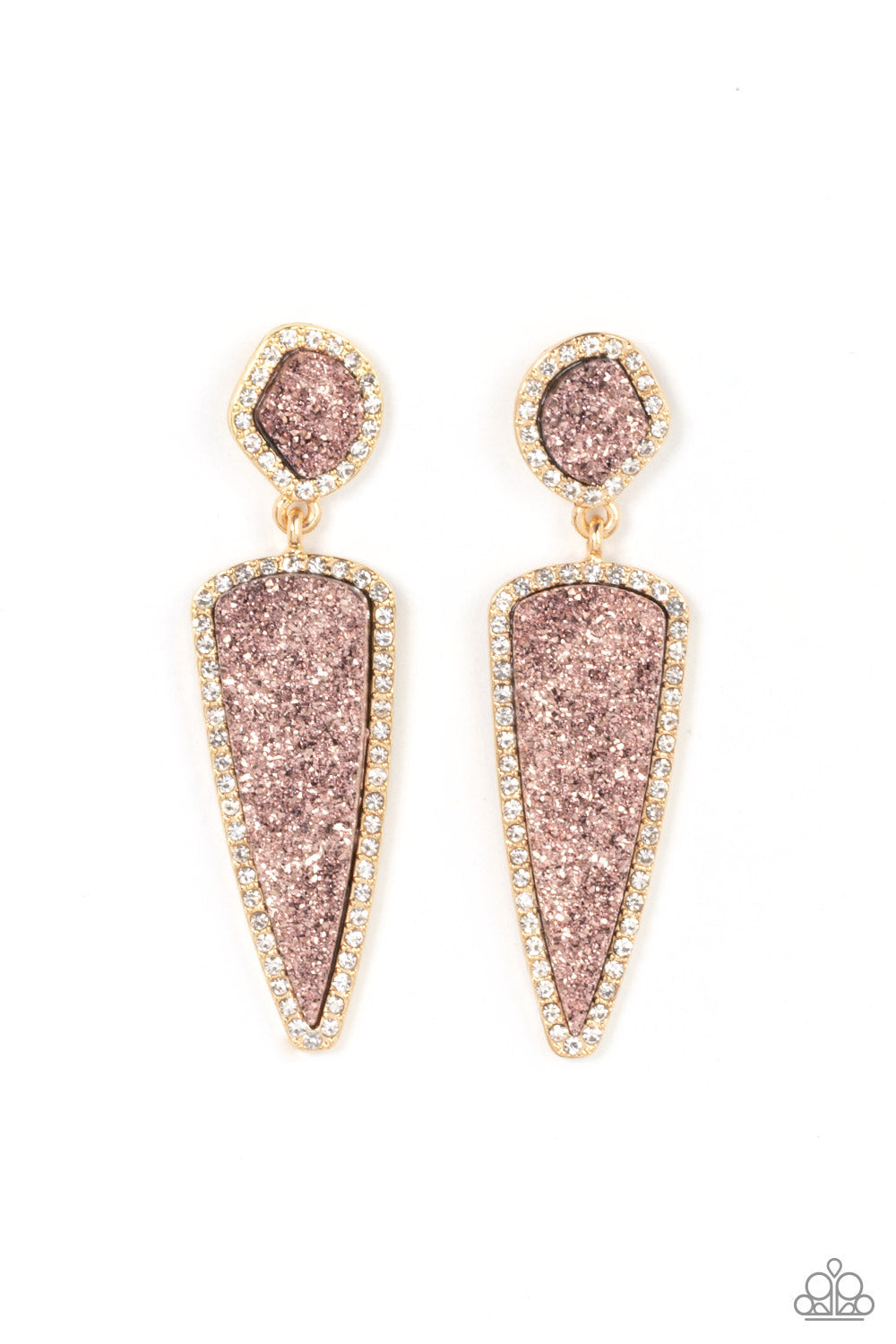 Druzy Desire Gold Post Earrings by Paparazzi Accessories