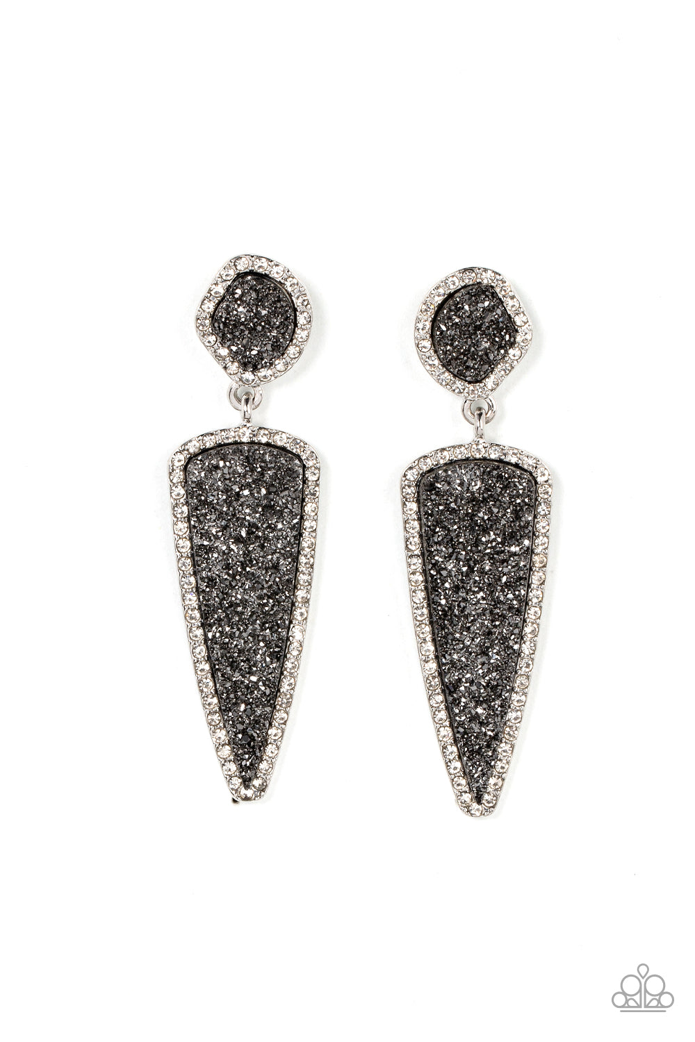 Druzy Desire Silver Post Earrings by Paparazzi Accessories