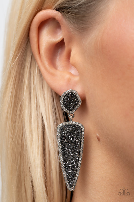 Druzy Desire Silver Post Earrings by Paparazzi Accessories