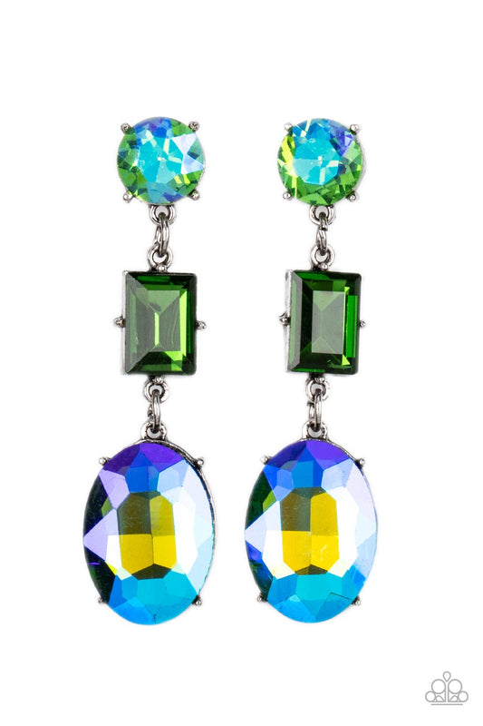 "Extra Envious" UV Green Post earrings by Paparazzi Accessories