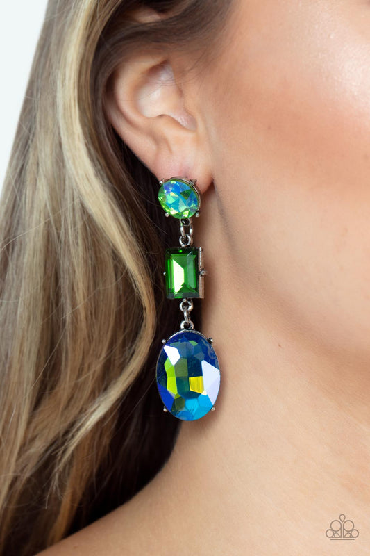 "Extra Envious" UV Green Post earrings by Paparazzi Accessories