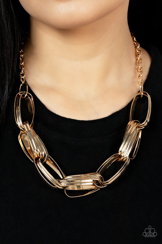 Fiercely Flexing Gold Necklaced by Paparazzi Accessories