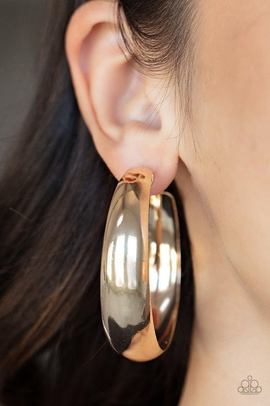 *Paparazzi Hoop Earrings* " Flat Out Flawless" Gold Hoop Earrings