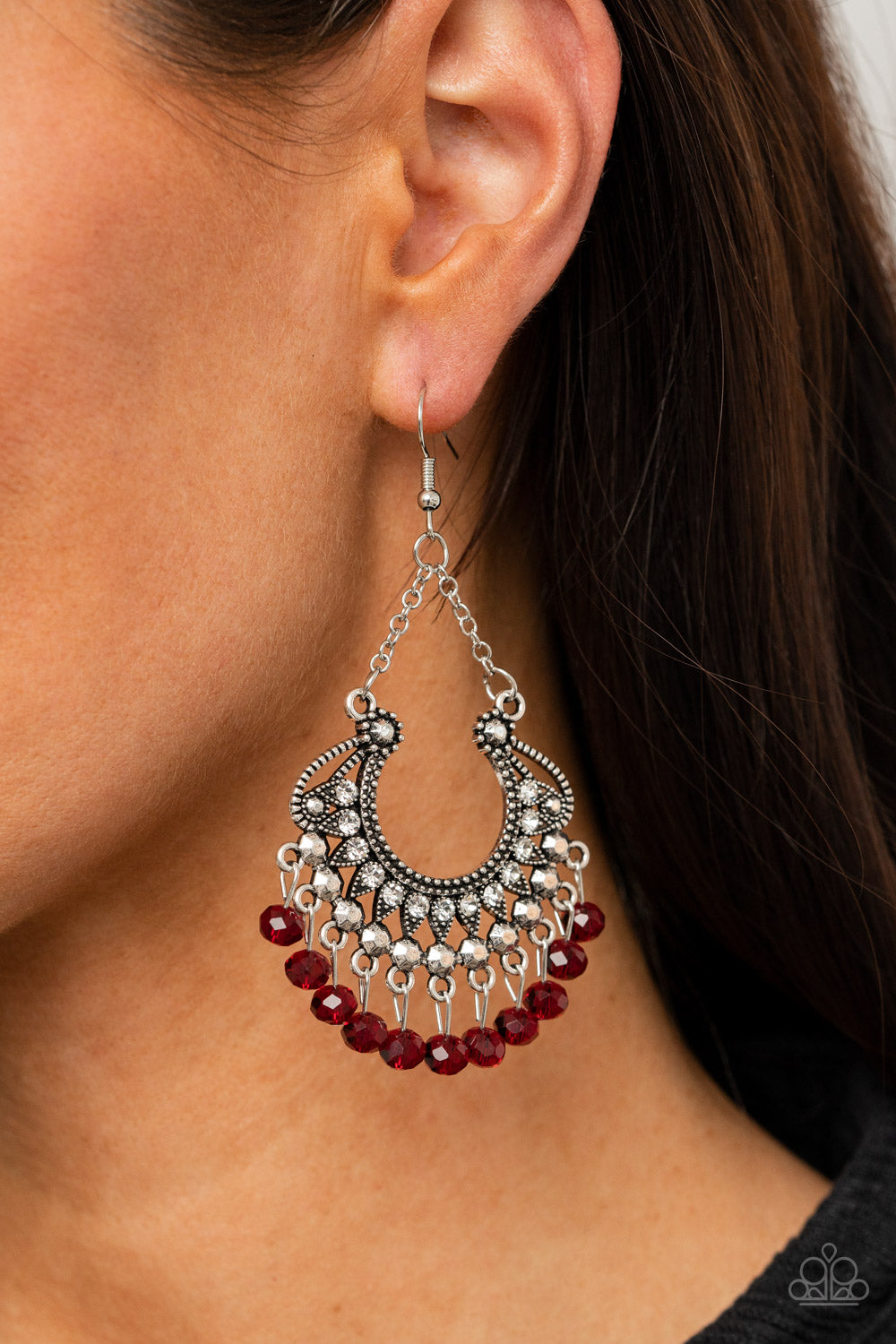 *Paparazzi Accessories* "GLOW Down In Flames" Red Earrings