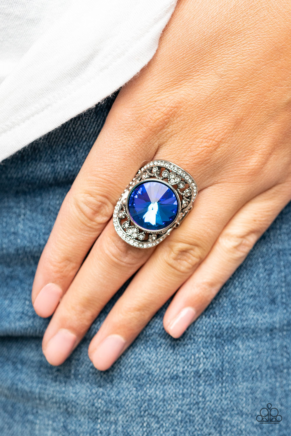 Galactic Garden Iridescent Blue Ring by Paparazzi Accessories