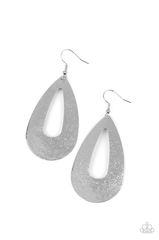 *Paparazzi Earrings* "Hand It OVAL!"  Silver Earrings