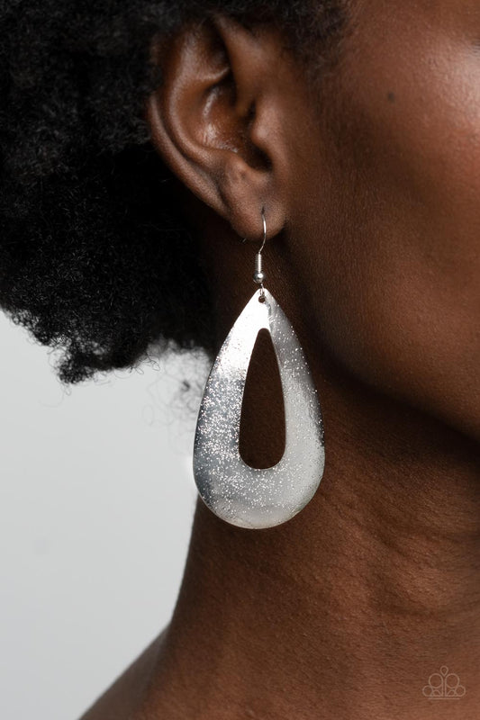 *Paparazzi Earrings* "Hand It OVAL!"  Silver Earrings