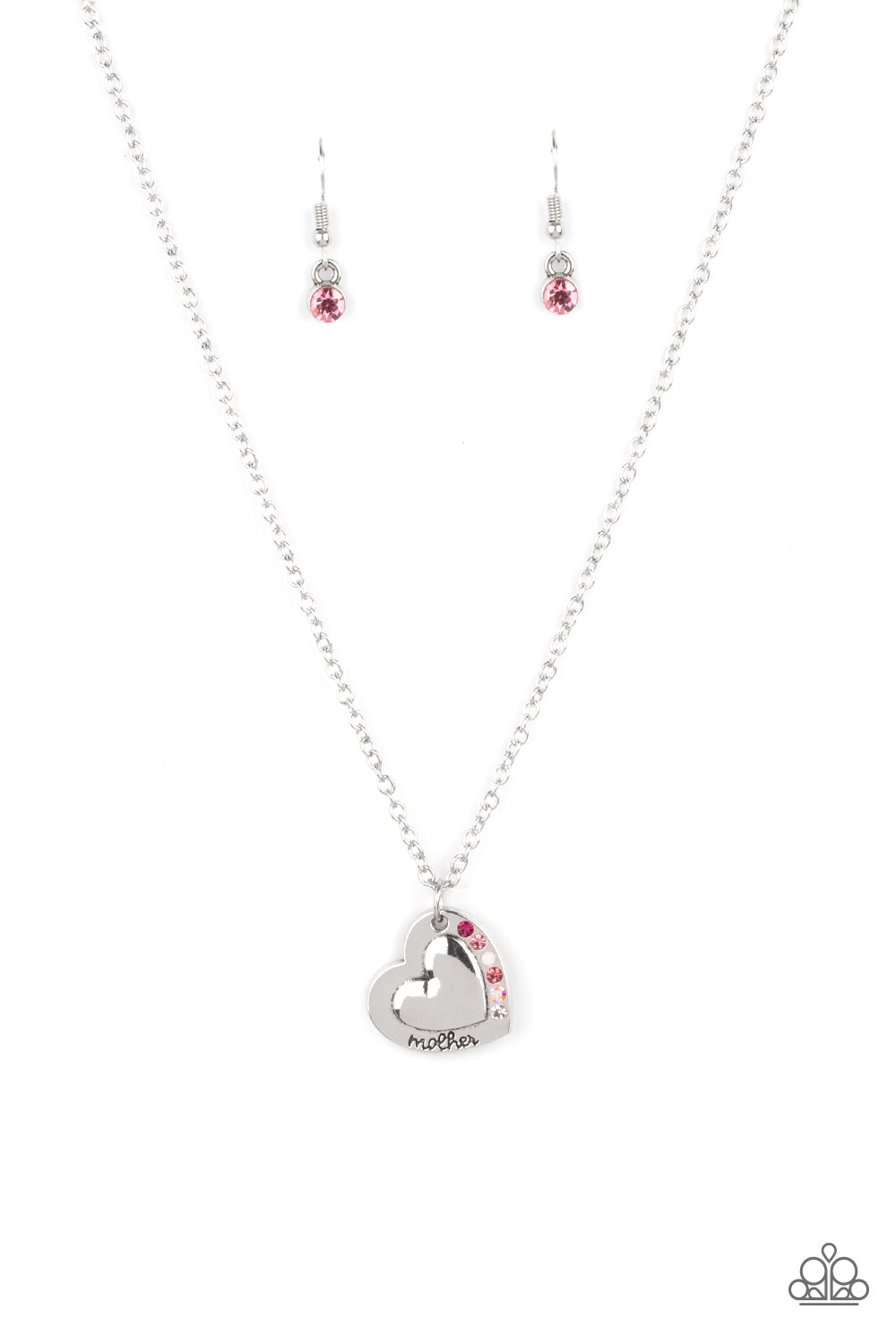 *Paparazzi Necklace* "Happily Heartwarming" Mother's Day Pink, Iridescent, and White Rhinestone