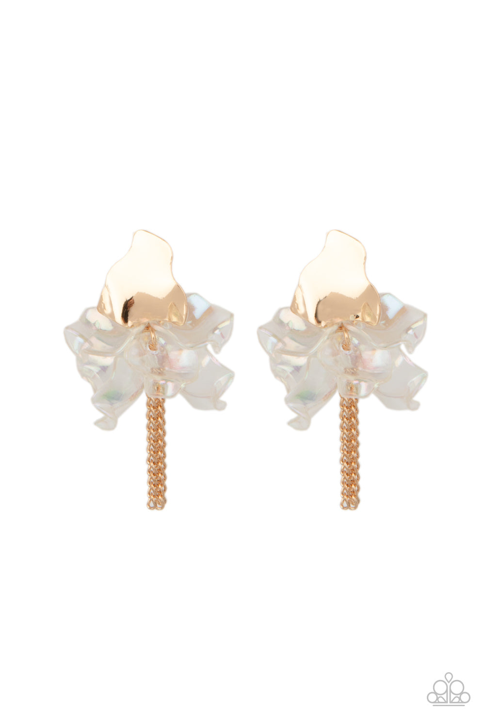 Harmonically Holographic Iridescent Gold Post Earrings by Paparazzi Accessories