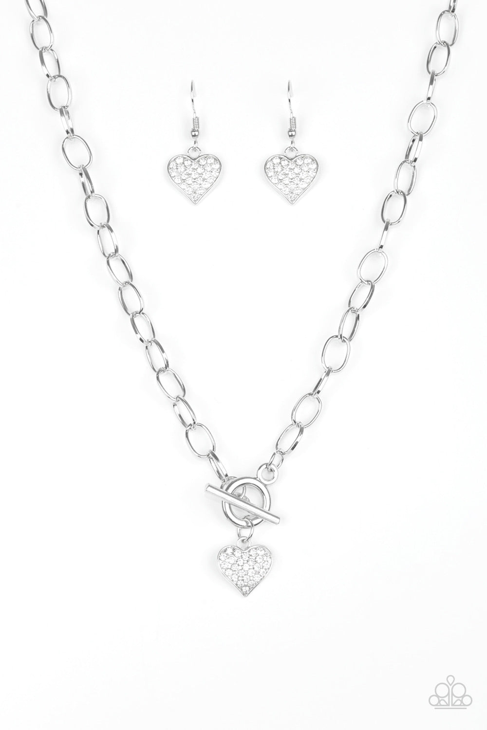 Harvard Hearts White Necklace by Paparazzi Accessories