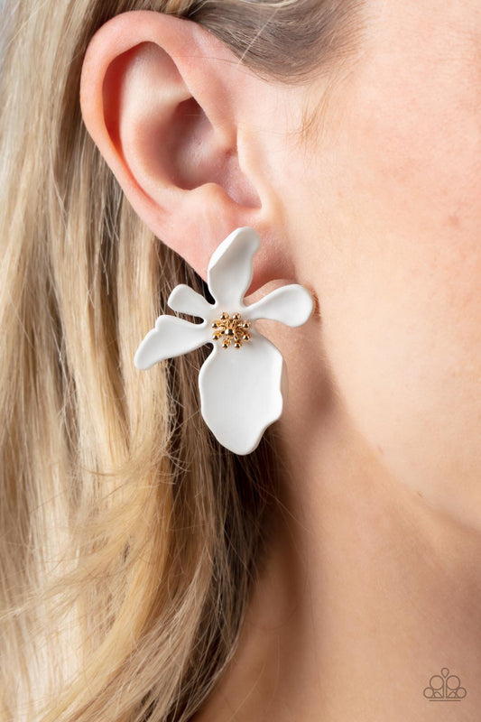 *Paparazzi Earrings* "Hawaiian Heiress" White Post Earrings