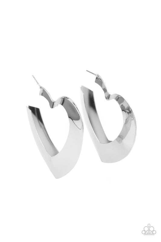 * Paparazzi Earrings* Heart-Racing Radiance Silver Hoop Earrings