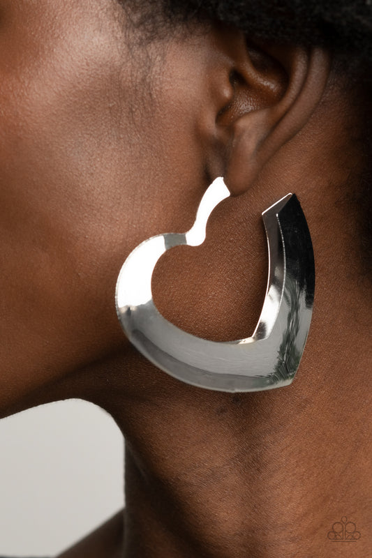 * Paparazzi Earrings* Heart-Racing Radiance Silver Hoop Earrings