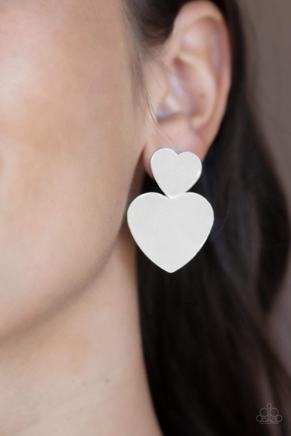 *Paparazzi Earrings* "Heart-Racing Refinement" Silver Post Earring