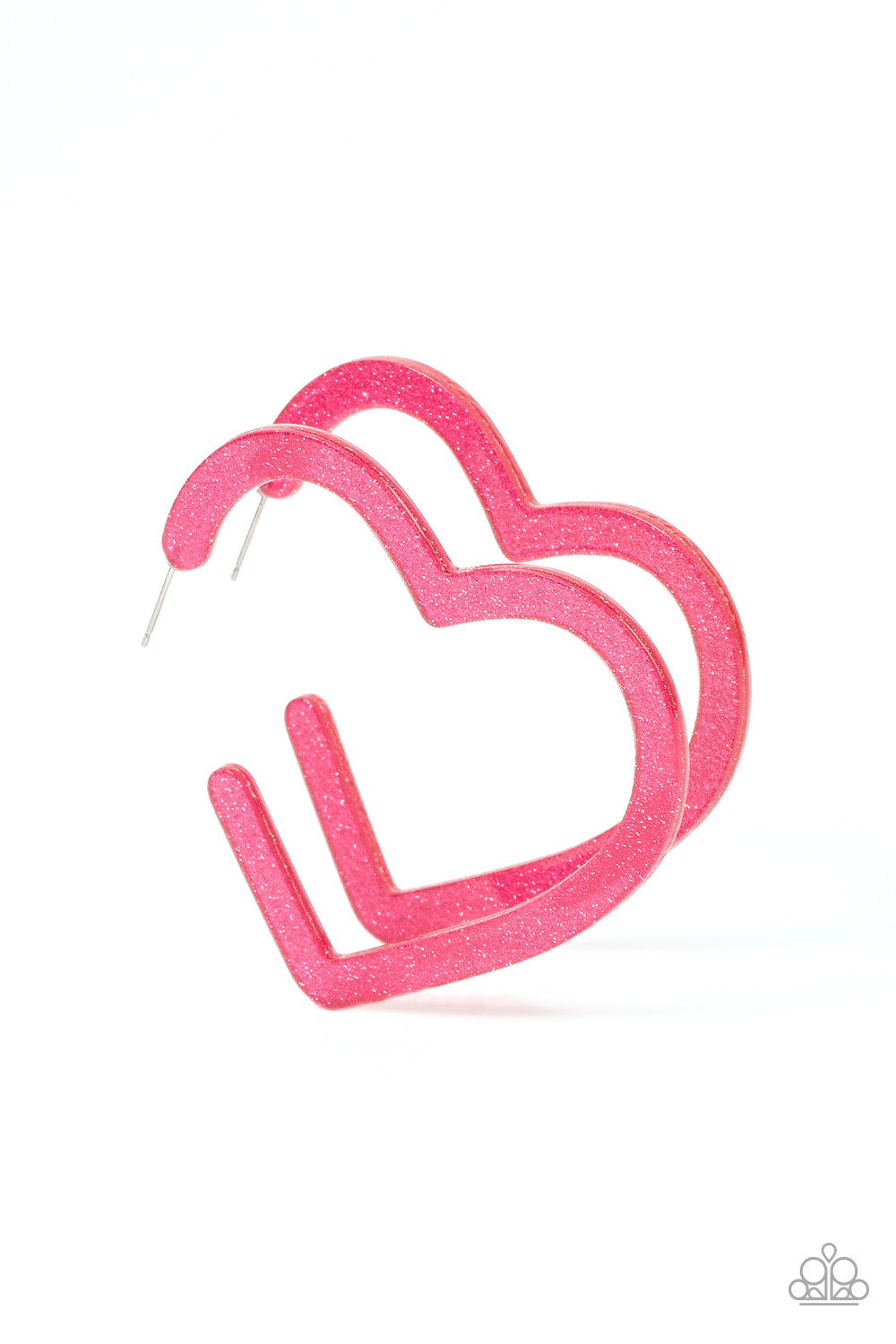 Heart-Throbbing Twinkle Pink Hoop Earrings by Paparazzi Accessories