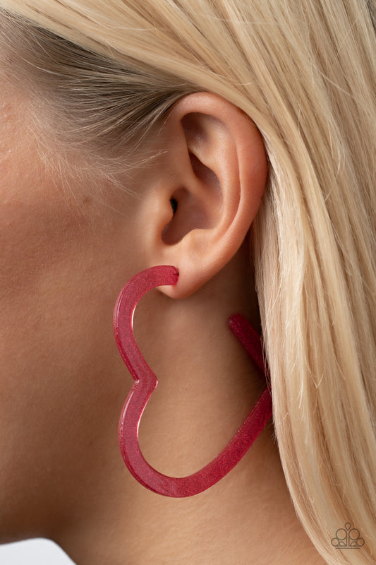 Heart-Throbbing Twinkle Pink Hoop Earrings by Paparazzi Accessories