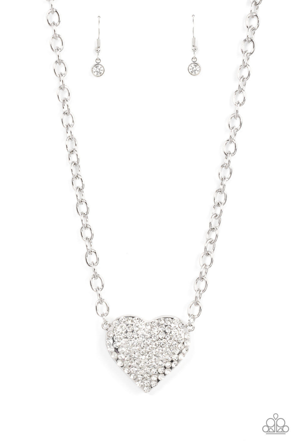 *Paparazzi Necklace* Heartbreakingly Blingy White Necklace Life of the Party Exclusive January 2022