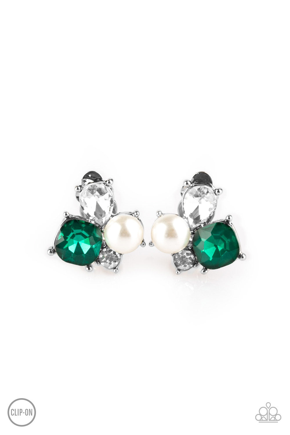 *Paparazzi Clip-On Earrings* " Highly High Class" Green Clip-On Earrings