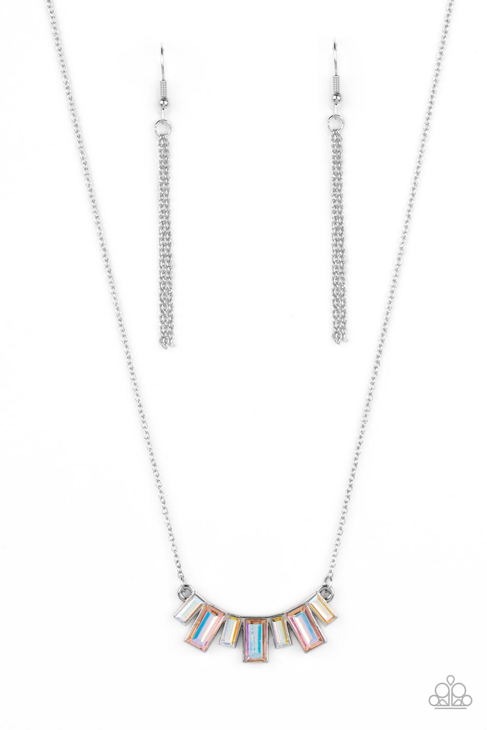 Hype Girl Glamour Multi Iridescent Rhinestone Necklace by Paparazzi Accessories