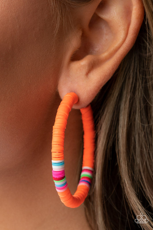 *Paparazzi Earrings* "Colorfully Contagious"Orange Hoop Earrings