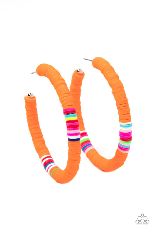 *Paparazzi Earrings* "Colorfully Contagious"Orange Hoop Earrings