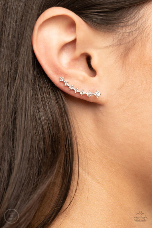 *Paparazzi Ear Crawlers* "New Age Nebula" White Post Earring