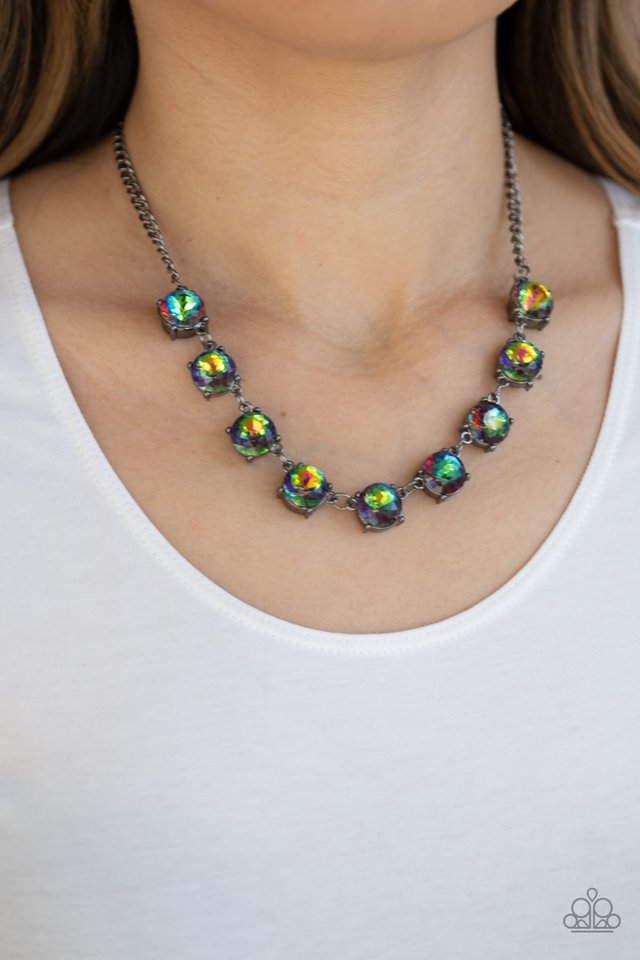 *Paparazzi Necklace* " Iridescent Icing" Multi Oil Spill Necklace Black Diamond Fan Favorite