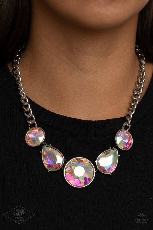 *Paparazzi Necklace" "All The World's My State" Multi Iridescent Oil Spill Necklace