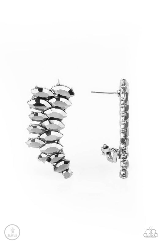 *Paparazzi Earrings* " Explosive Elegance" Silver Post-Crawler