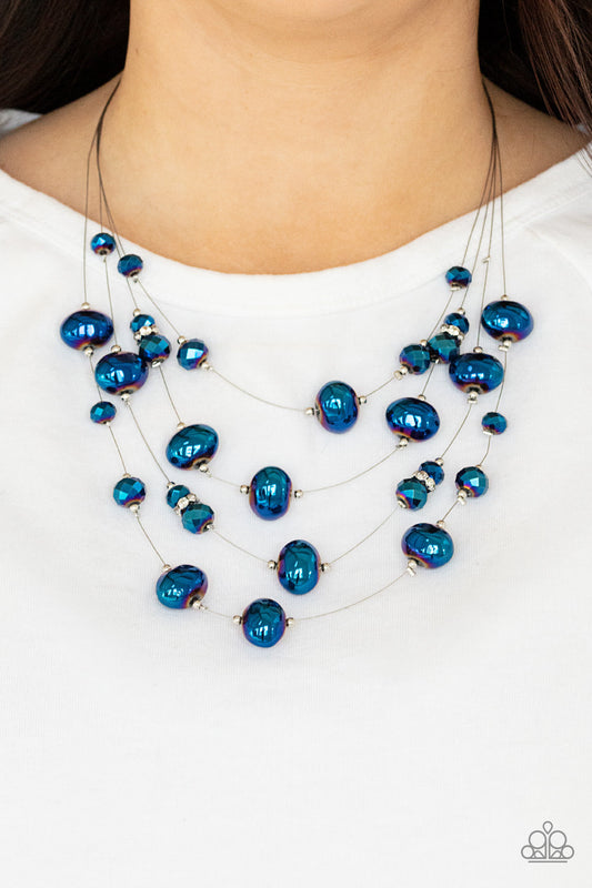 *Paparazzi Necklace* "Cosmic Real Estate" Blue Necklace