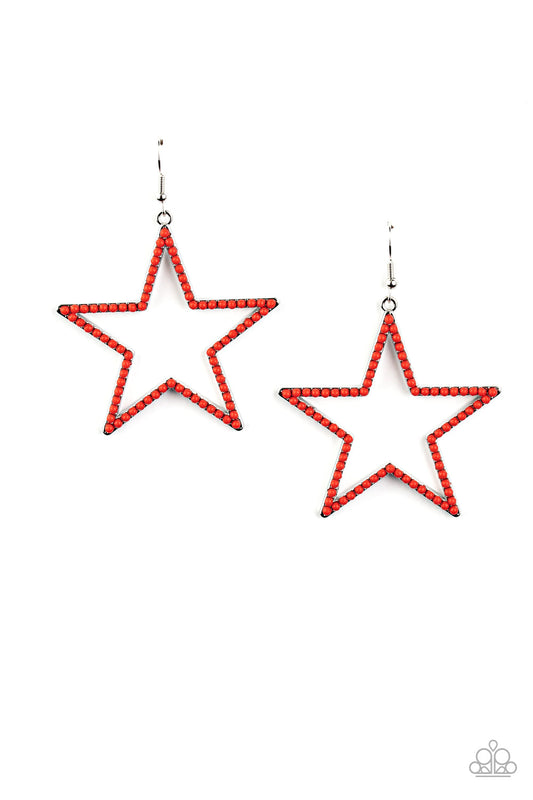 *Paparazzi Earrings* "Count Your Stars" Red Earrings