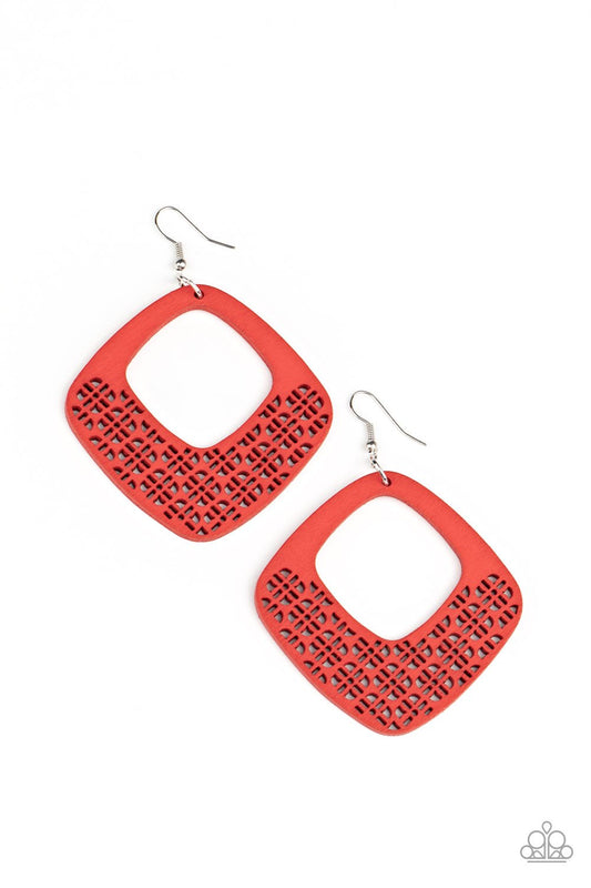 *Paparazzi Accessories* "WOOD You Rather" Red Earrings