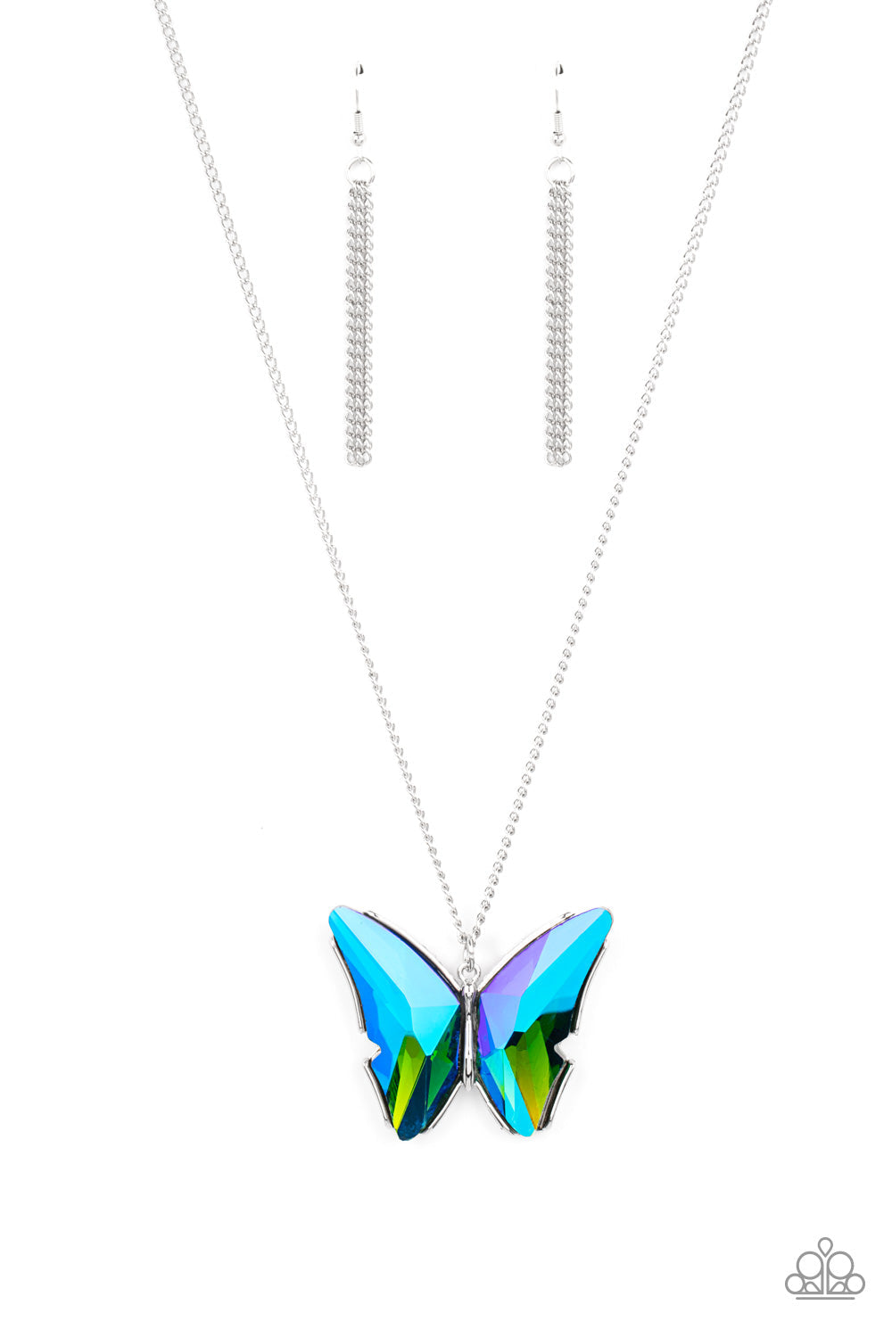 The Social Butterfly Effect Blue UV Shimmer Necklace by Paparazzi Accessories